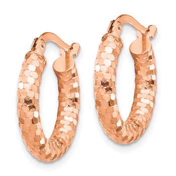 1/2pr 14k Rose Gold 3x10mm D/C Hoop Earrings — alternate view