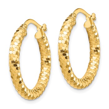 1/2pr 14k 3x15mm D/C Hoop Earrings — alternate view