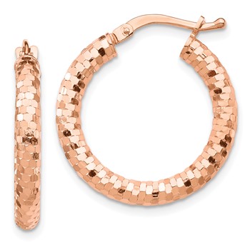 1/2pr 14k Rose Gold 3x15mm D/C Hoop Earrings