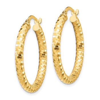 1/2pr 14k 3x20mm D/C Hoop Earrings — alternate view