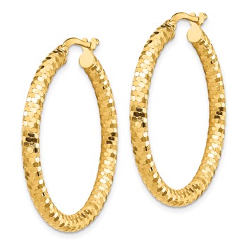 1/2pr 14k 3x25mm D/C Hoop Earrings — alternate view