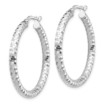 1/2pr 14k White Gold 3x25mm D/C Hoop Earrings — alternate view