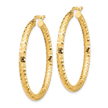1/2pr 14k 3x30mm D/C Hoop Earrings — alternate view