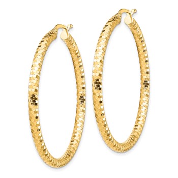 1/2pr 14k 3x35mm D/C Hoop Earrings — alternate view