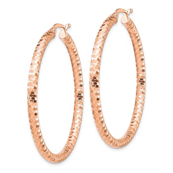1/2pr 14k Rose Gold 3x35mm D/C Hoop Earrings — alternate view
