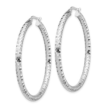 1/2pr 14k White Gold 3x35mm D/C Hoop Earrings — alternate view