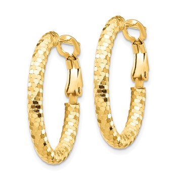 1/2pr 14k 3mm D/C Oval Hoop Earrings — alternate view