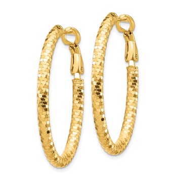 1/2pr 14k 3mm D/C Oval Hoop Earrings — alternate view