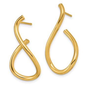 14K 29.5mm Polished Twisted Teardrop Post Dangle Earrings — alternate view