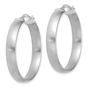 14K White Gold Large 5mm Satin Hoop Earrings — alternate view