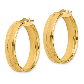 14K 30mm Satin and Polished Hoop Earrings — alternate view