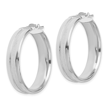 14K White Gold 30mm Satin and Polished Hoop Earrings — alternate view