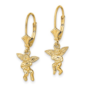 14k Angel Dangle Leverback Earrings — alternate view