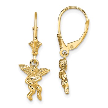 14k Angel Dangle Leverback Earrings