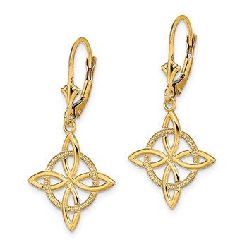 14K Celtic Eternity Knot Dangle Leverback Earrings — alternate view