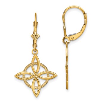 14K Celtic Eternity Knot Dangle Leverback Earrings