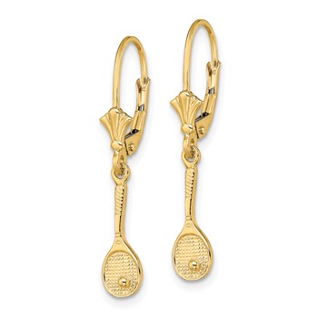 14K Polished Tennis Racquet with Ball Dangle Leverback Earrings — alternate view
