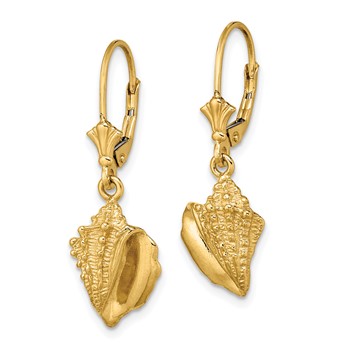 14K Conch Shell Leverback Earrings — alternate view
