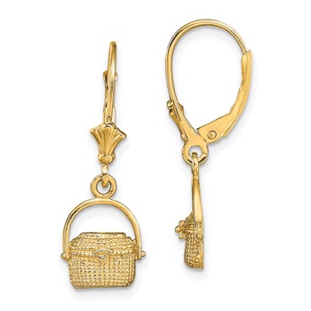 14K Nantucket Basket Dangle Leverback Earrings