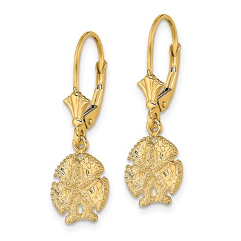 14K Sand Dollar W/Star Leverback Earrings — alternate view