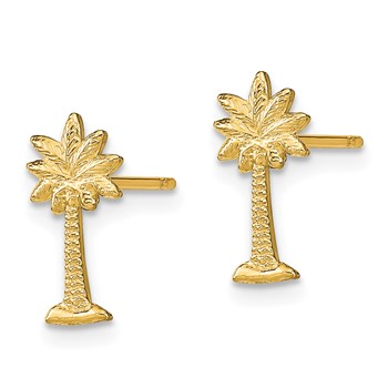 14k Polished Palm Tree Post Earrings — alternate view