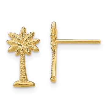 14k Polished Palm Tree Post Earrings