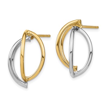 14k w/ White Rhodium Double Half Circle Wire Post Earrings — alternate view