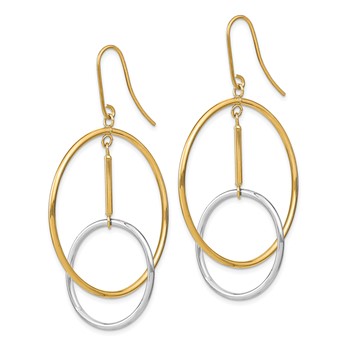 14k Two-Tone Double Circle & Bar Dangle Earrings — alternate view