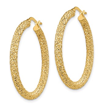 14k 3mm Diamond-cut Hoop Earrings — alternate view