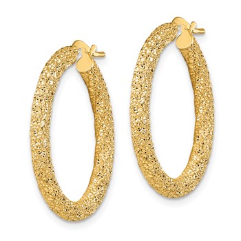 14k 2.65mm Diamond-cut Hoop Earrings — alternate view