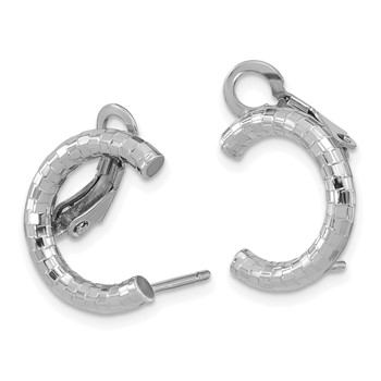 14k White Gold Polished & Textured U Shape Clip On & Post Earrings — alternate view
