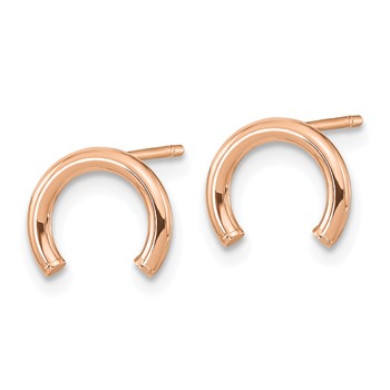 14k Rose Gold Polished U Shape Tube Post Earrings — alternate view