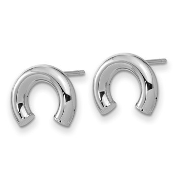 14k White Gold Polished U Shape Tube Post Earrings — alternate view