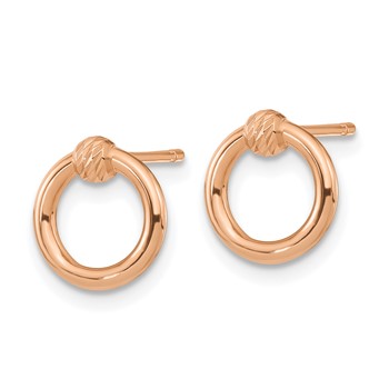 14k Rose Gold Polished D/C Circle Post Earrings — alternate view