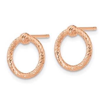 14k Rose Gold Polished & D/C Twisted Circle Post Earrings — alternate view
