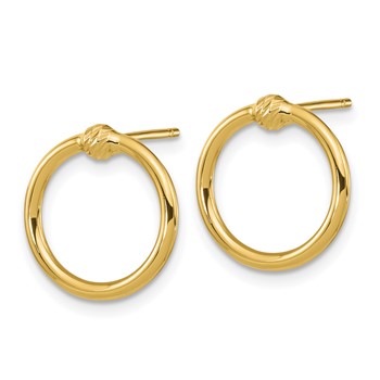 14K Polished & D/C Circle Post Earrings — alternate view
