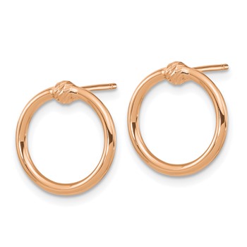14k Rose Gold Polished & D/C Circle Post Earrings — alternate view