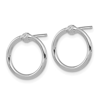 14k White Gold Polished & D/C Circle Post Earrings — alternate view