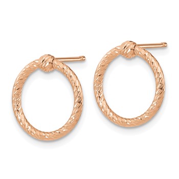 14k Rose Gold Polished & D/C Twisted Circle Post Earrings — alternate view