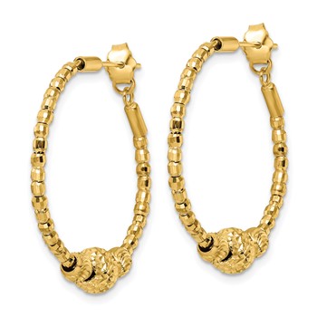 14K Diamond-cut Hoop Beaded Earrings — alternate view