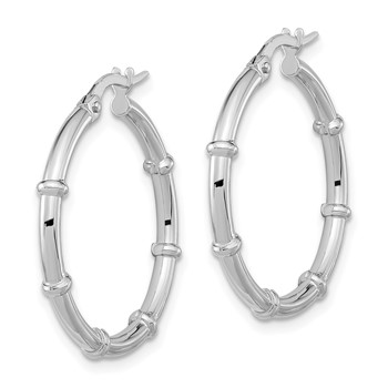 14K White Polished and Fancy Hoop Earrings — alternate view