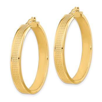 14K Polished Textured Hoop Earrings — alternate view
