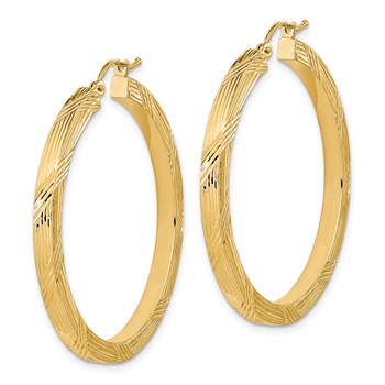 14K Polished and Textured Hoop Earrings — alternate view