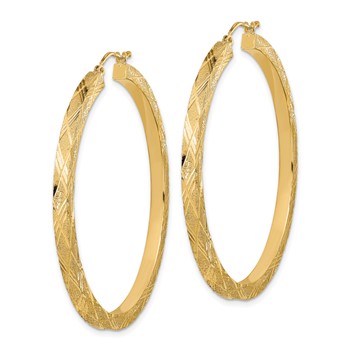 14K Polished and Textured Hoop Earrings — alternate view