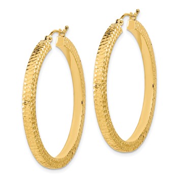 14K Polished & Hammered Hoop Earrings — alternate view
