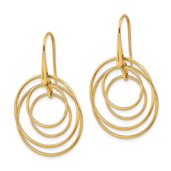 14K Polished Circles Dangle French Hook Earrings — alternate view
