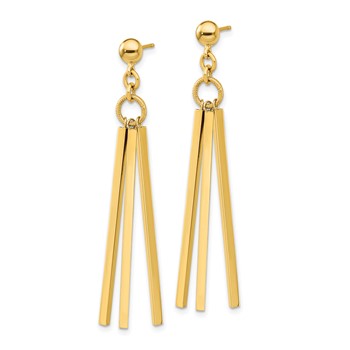 14K Polished 3-Bar Dangle Post Earrings — alternate view