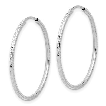 14k White Gold D/C 1.50mm Endless Hoop Earrings — alternate view