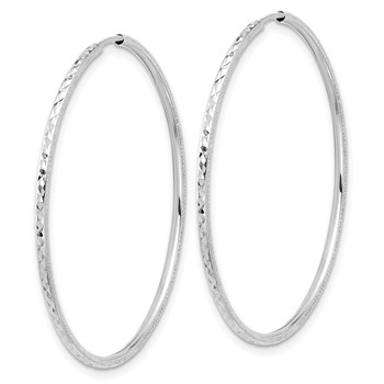 14k White Gold D/C 1.50mm Endless Hoop Earrings — alternate view