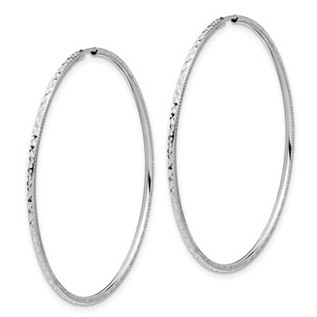 14k White Gold D/C 1.50mm Endless Hoop Earrings — alternate view